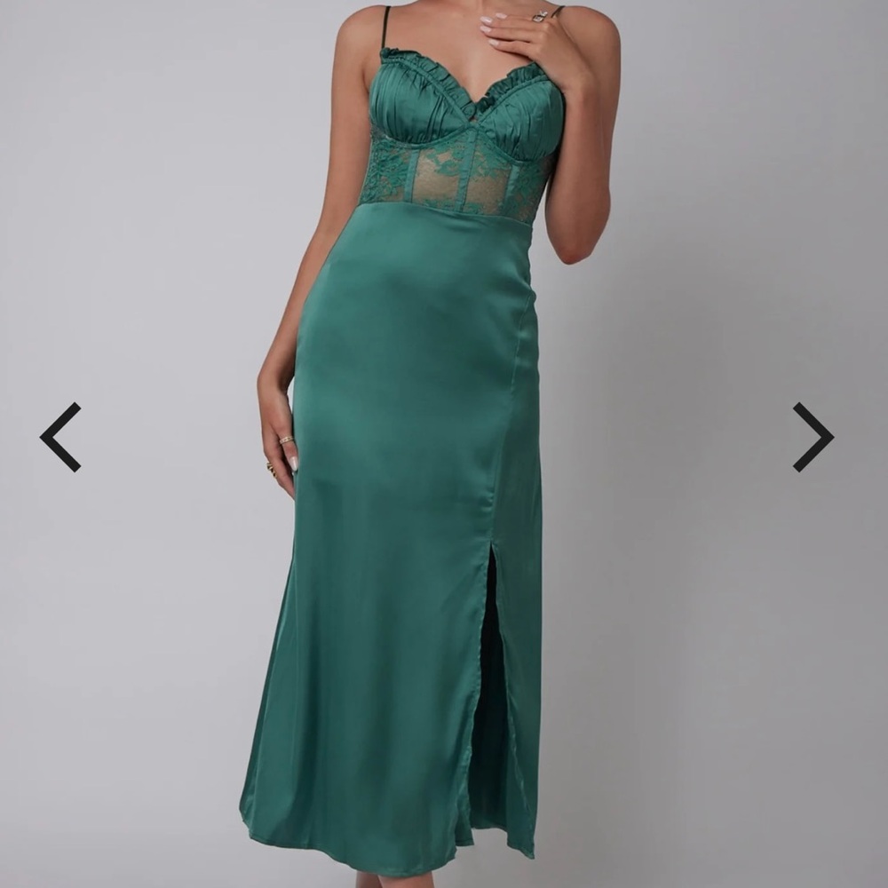 Hello Molly emerald green maxi slit dress